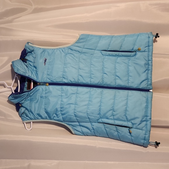 Aviva Hooded Vest Azure Blue Size Medium - Picture 1 of 6